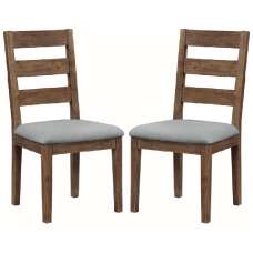 Ontario Dark Oak Wooden Dining Chairs With Fabric Seat In Pair - UK