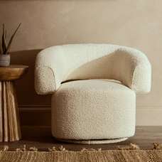 Ontario Fabric Accent Chair In Ivory - UK