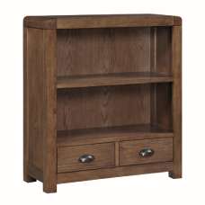 Ontario Wooden Bookcase With 2 Shelves In Dark Oak - UK
