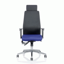 Onyx Black Back Headrest Office Chair With Stevia Blue Seat - UK