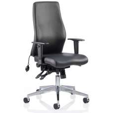 Onyx Ergo Leather Posture Office Chair In Black With Arms - UK