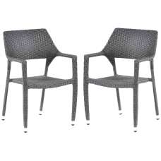 Onyx Grey Outdoor Rattan Armchair In Pair - UK
