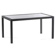 Onyx Rattan Rectangular Dining Table With Glass Top In Dark Grey - UK