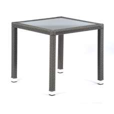 Onyx Rattan Square Dining Table With Glass Top In Dark Grey - UK