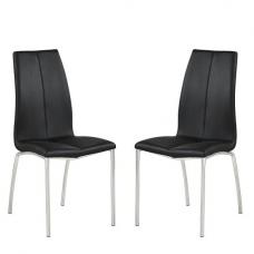 Opal Black Faux Leather Dining Chair With Chrome Legs In Pair - UK