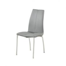 Opal Faux Leather Dining Chair In Grey With Chrome Legs - UK