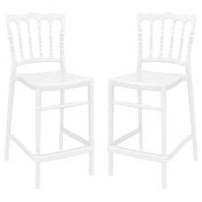 Oregon Glossy White Polycarbonate Bistro Chairs In Pair - UK