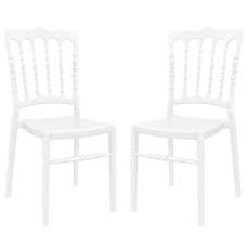 Oregon Glossy White Polycarbonate Side Chairs In Pair - UK