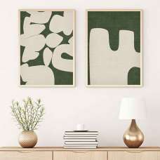 Organic Wooden 20x30cm Balance Wall Decor Frame Set in Green and White - UK
