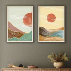 Organic Wooden 20x30cm Water Flow Wave Wall Frame Set in Multicolour - UK