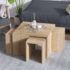 Oriana Wooden Nest Of 5 Coffee Table in Sapphire Oak - UK