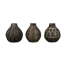 Orient Glass Set Of 3 Small Vases In Antique Brown And Gold - UK