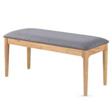 Orillia Wooden Dining Bench With Fabric Seat In Oak - UK