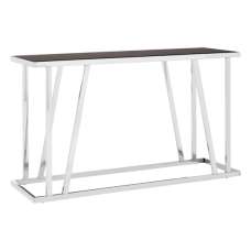 Orion Black Glass Top Console Table With Chrome Frame - UK