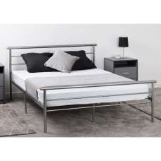 Osaka Metal King Size Bed In Silver - UK