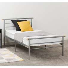 Osaka Metal Single Bed In Silver - UK
