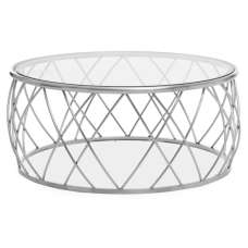 Orion Round Clear Glass Top Coffee Table With Silver Frame - UK