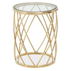 Orion Round Clear Glass Top Side Table With Gold Frame - UK