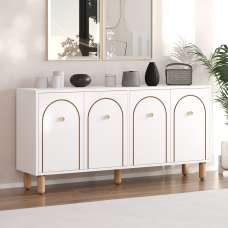 Orion Wooden Sideboard with 4 Doors in White - UK