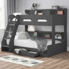 Oihane Wooden Triple Sleeper Bunk Bed In Anthracite - UK