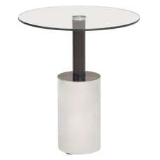Orizone Clear Glass Top End Table With Silver Steel Base - UK