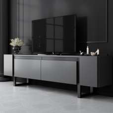 Orlento Wooden TV Stand with Black Metal Legs in Anthracite - UK