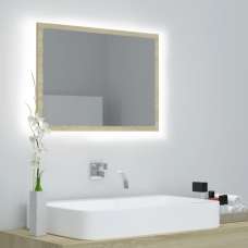 Ormond Bathroom Mirror In Sonoma Oak With LED Lights - UK