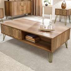 Ormskirk Wooden Coffee Table With 2 Drawers In Oak - UK