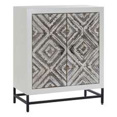 Orphee Wooden Storage Cabinet With Metal Frame In White - UK