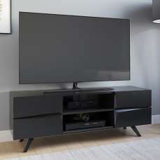 Orsha Wooden TV Stand With 4 Drawers In Black - UK