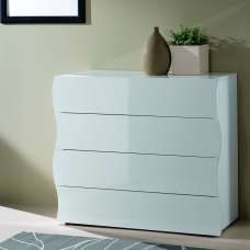 Ice High Gloss Chest Of 4 Drawers In White - UK