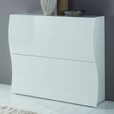 Ice High Shoe Storage Cabinet With 2 Flap Doors In White - UK