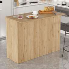 Ossaro Wooden Kitchen Bar Table in Oak - UK