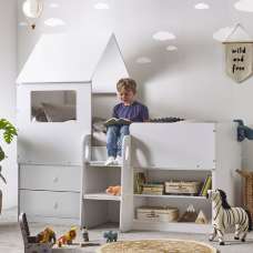 Ostend Wooden Mid Sleeper Children Bed In White - UK