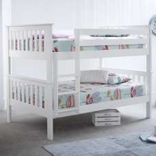 Oswego Wooden Bunk Bed With Ladder In White - UK