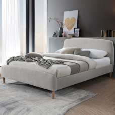 Otaola Fabric Double Bed In Dove Grey - UK