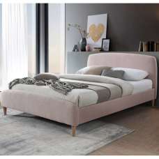 Otaola Fabric Double Bed In Pink - UK
