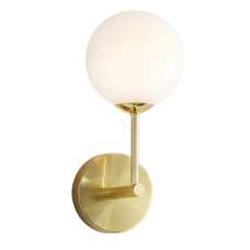 Otto Gloss Blown Glass Shade Wall Light In Brushed Brass - UK