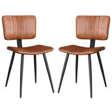 Oundle Bruicato Genuine Leather Dining Chairs In Pair - UK