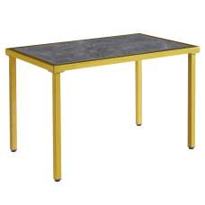 Ovid High Gloss Grey Marble Effect Dining Table With Gold Frame - UK