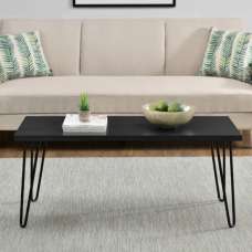 Ojai Wooden Coffee Table With Black Legs In Black Oak - UK