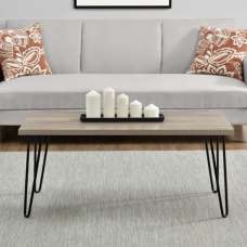 Ojai Wooden Coffee Table With Black Legs In Rustic Oak - UK