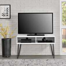 Ojai Wooden TV Stand With Black Legs In White - UK