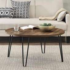 Ojai Wooden Round Coffee Table With Black Legs In Florence Walnut - UK