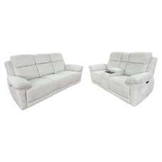Owenton Fabric Electric Recliner 3+2 Seater Sofa Set In Beige - UK