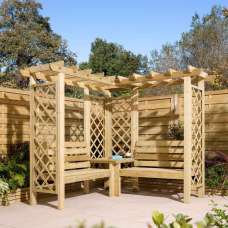 Oxer Wooden Garden Corner Arbour in Natural Timber - UK