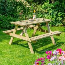 Oxer Wooden Garden Picnic Table 1.2m In Natural - UK