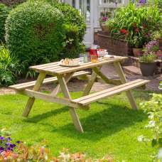 Oxer Wooden Garden Picnic Table 1.5m In Natural - UK