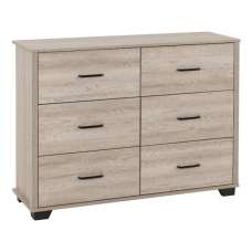 Oxnard Wooden Chest Of 6 Drawers Wide In Light Oak - UK