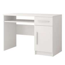 Oxnard Wooden Computer Desk With 1 Door 1 Drawer In Matt White - UK